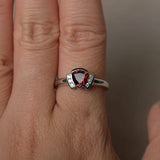 1ct Trillion Cut Red Garnet Unique Design Engagement Ring 14k White Gold Finish
