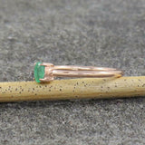 0.5ct Engagement Ring Oval Cut Green Emerald Minimalist 14k Rose Gold Finish
