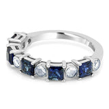3ct Princess Cut Blue Sapphire Wedding Band Half Eternity 14k White Gold Finish