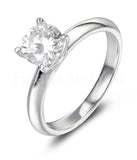 0.5ct Round Cut Moissanite Solitaire Women Engagement Ring 14k White Gold Plated