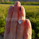 2ct Oval Simulated Diamond Round Petite Engagement Ring 14k Yellow Gold Plated