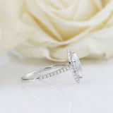 2ct Marquise Cut Diamond Engagement Ring Round Accents Halo 14k WhiteGold Finish