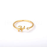 0.1ct Round Cut Moissanite Alphabet Engagement Ring 14k Yellow Gold Plated
