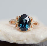 2.5ct Engagement Ring Oval London Blue Topaz Bow Knot Shank 14k Rose Gold Finish