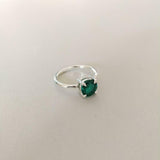 1ct Engagement Ring Round Cut Green Emerald Solitaire Women 14k WhiteGold Finish