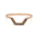 0.2ct Round Cut Black Diamond Wedding Band 14k Rose Gold Finish Curved Stackable