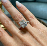 2.1ct Radiant Simulated Diamond Pave Halo Engagement Ring 14k White Gold Plated