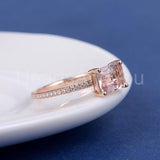 1ct Emerald Cut Simulated Morganite Solitaire Accents Ring 14k Rose Gold Plated