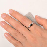 1ct Round Black Diamond Engagement Ring Tension Set Trilogy 14k White Gold Over