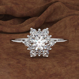 1.8ct Round Cut VVS1D Diamond Engagement Ring 14k White Gold Finish Halo Floral