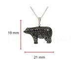 1ct Round Cut Simulated Black Diamond Bear Pendant 14k WhiteGold Plated NO CHAIN