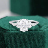 2.2ct Oval Simulated Diamond Solitaire with Accents Ring 14k Yellow Gold Plated