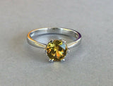 0.75ct Round Cut Green Peridot Solitaire Engagement Ring 14k White Gold Finish