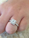 2.2ct Engagement Ring Princess Cut Diamond Round Accent Halo 14k White Gold Over