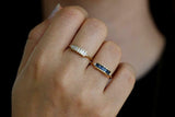 1.3ct Baguette Blue Sapphire Engagement Ring 14k Yellow Gold Finish Stylish Iced