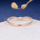0.2ct Round Cut Moissanite Curved Stacking Wedding Band 14k Rose Gold Plated