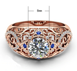 2ct Round Cut Diamond Engagement Ring 14k Rose Gold Over Filigree Vintage Hollow