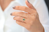 0.2ct Oval Cut Simulated Green Emerald Three Stone Ring 14k Yellow Gold Plated