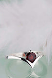 0.5ct Round Cut Red Garnet Engagement Ring Solitaire Curved 14k WhiteGold Finish