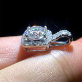 2.5ct Round Cut Diamond Pendant Halo Solitaire 14k White Gold Finish NO CHAIN