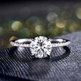 1.5ct Round Cut Diamond Engagement Ring Solitaire with Accent 14k WhiteGold Over