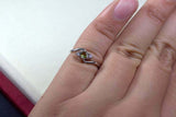 0.56ct Engagement Ring Round Cut Green Peridot Swirl Trilogy 14k White Gold Over
