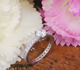 Accents Solitaire Engagement Ring 1.4ct Round Cut Diamond 14k White Gold Finish