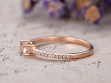 0.4ct Baguette Cut Peach Morganite Engagement Ring Minimalist 14k Rose Gold Over