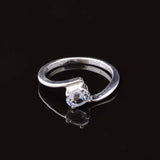 0.25ct Engagement Ring Oval Cut Blue Aquamarine Solitaire 14k White Gold Finish