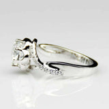 2.4ct Engagement Ring Round Cut Diamond Floral Split Shank 14k White Gold Finish