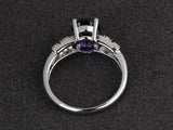 2.4ct Oval Cut Purple Amethyst Solitaire Split Shank Ring 14k White Gold Finish