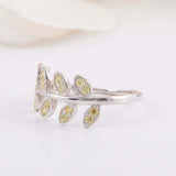 1.5ct Round Yellow Sapphire Engagement Ring Floral Leaf Vine 14k White Gold Over