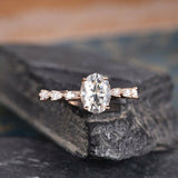 1ct Oval Cut Diamond Pear Accent Solitaire Engagement Ring 14k Rose Gold Finish