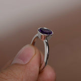 2ct Round Cut Purple Amethyst Engagement Ring 14k White Gold Finish Bezel Set