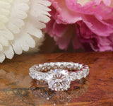 Bridal Set Engagement Ring 2.5ct Round Cut VVS1D Diamond 14k White Gold Finish