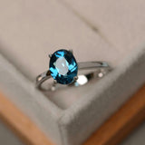 2.25ct Engagement Ring Oval Cut London Blue Topaz Solitaire 14k White Gold Over