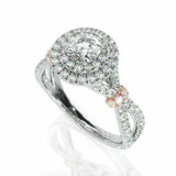 3.9ct Round Cut Diamond Split Band Dual Halo Engagement Ring 14K White Gold Over