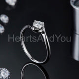 0.5ct Round Cut Moissanite Swirl Solitaire Engagement Ring 14k White Gold Plated