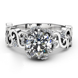 2.3ct Round Cut VVS1 Diamond Engagement Ring 14k White Gold Finish Leaf Filigree