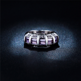 4Ct Emerald Cut Purple Amethyst Gatsby Wedding Ring Band 14K White Gold Finish
