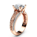 2.4ct Round Cut Diamond Engagement Ring 14k Rose Gold Finish Filigree Vintage