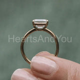 1ct Emerald Cut Simulated Diamond Solitaire Wedding Ring 14k Yellow Gold Plated