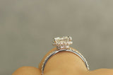 3Ct Cushion Cut Diamond Dual Hidden Halo Engagement Ring 14K White Gold Finish