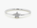 0.5ct Engagement Ring Round Diamond Star Shaped Minimalist 14k White Gold Finish