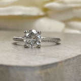 0.15ct Round Cut Moissanite Solitaire Engagement Ring 14k White Gold Plated