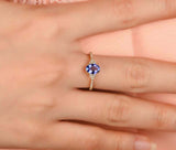2.3ct Oval Cut Blue Tanzanite Petite Round Accents Ring 14k Yellow Gold Finish