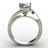 1.7ct Pear Cut VVS1 Diamond Twisted Swirl Engagement Ring 14k White Gold Finish