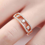 Bezel Set Open Trilogy Engagement Ring 2ct Round Cut Diamond 14k RoseGold Finish