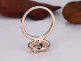 2ct Round Cut Peach Morganite Engagement Ring Halo 14k RoseGold Over with Accent