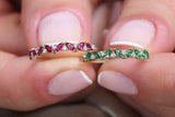 1ct Marquise Cut Green Emerald Half Eternity Wedding Band 14k Yellow Gold Finish
